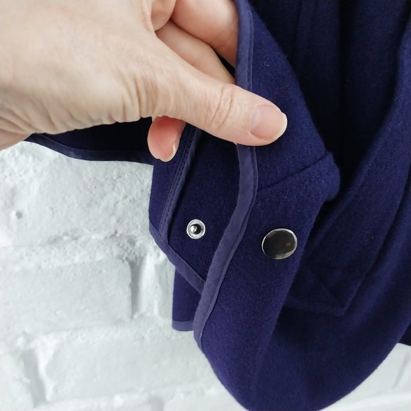 Boston Proper Poncho Cape Womens Medium Purple Full Zip Wool Blend Sweater - Picture 7 of 12